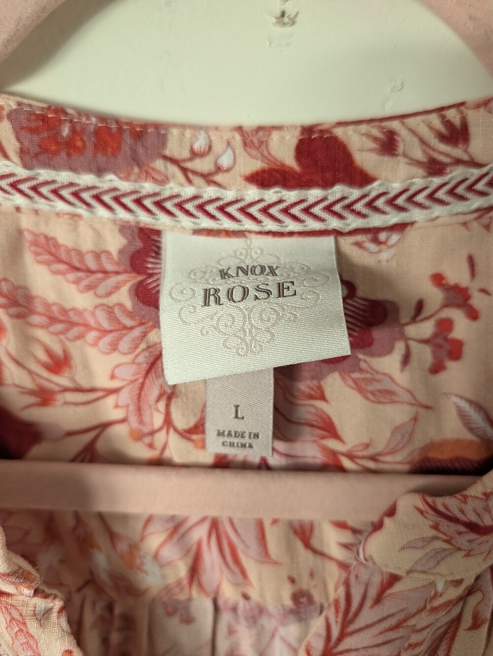 Knox Rose Floral Smocked Button Down Blouse Size Large - Picture 3 of 4